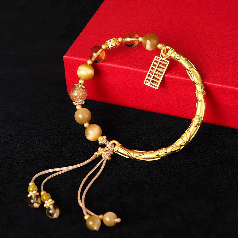 Buddha Stones Natural Tiger Eye Citrine Abacus Charm Protection Bracelet - image 1