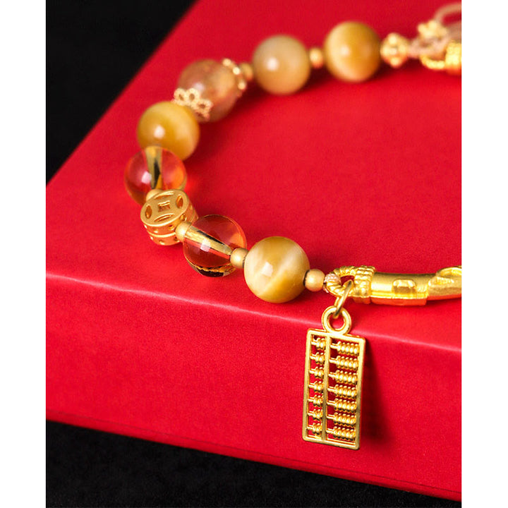 Buddha Stones Natural Tiger Eye Citrine Abacus Charm Protection Bracelet - image 8