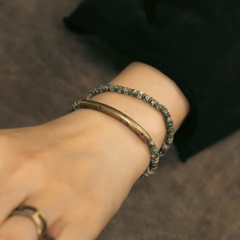 Buddha Stones Sodalite Picture Jasper Green Point Stone Harmony Wisdom Bracelet - image 9