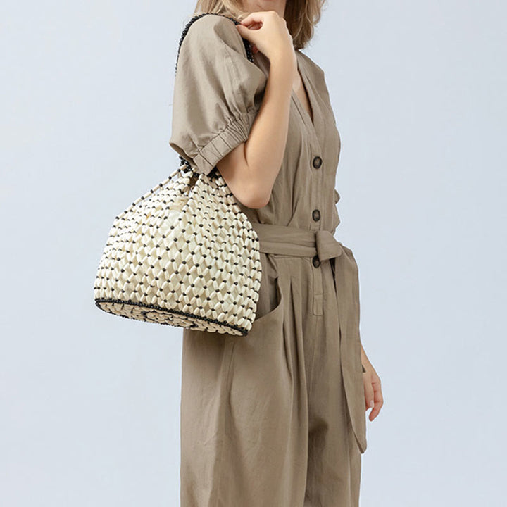 Buddha Stones Hand-woven Wooden Beads Shoulder Bag Handbags - image 4