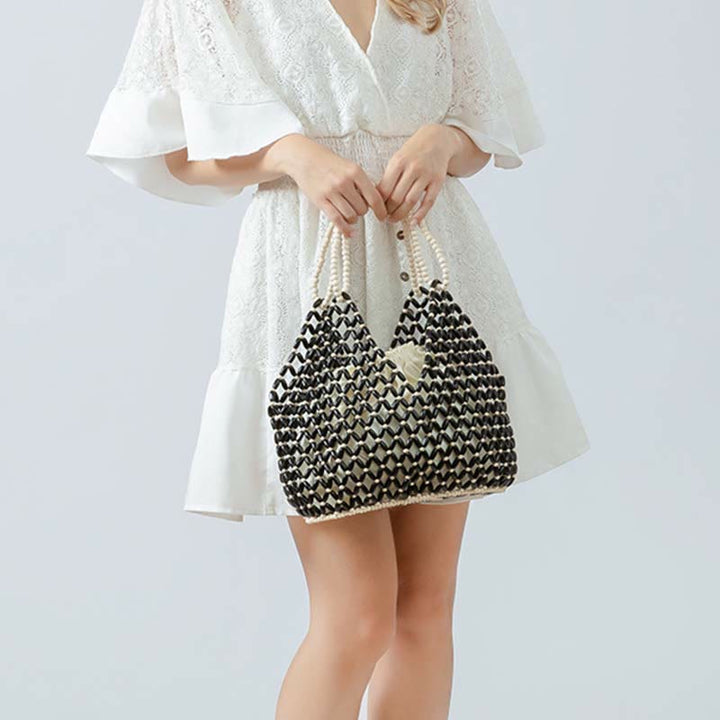 Buddha Stones Hand-woven Wooden Beads Shoulder Bag Handbags - image 13