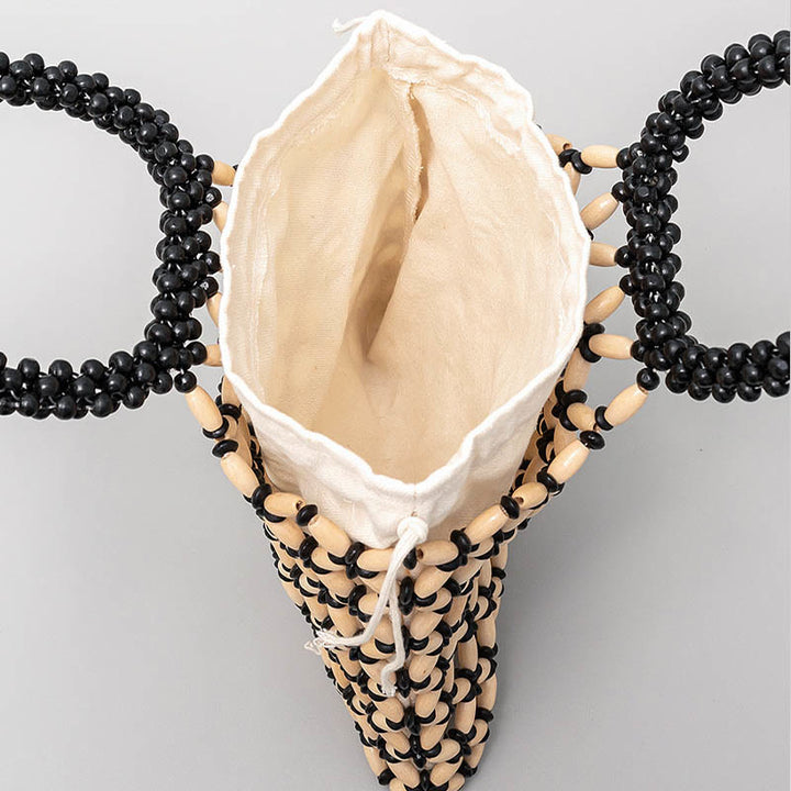 Buddha Stones Hand-woven Lozenge Wooden Beads Handbag - image 3