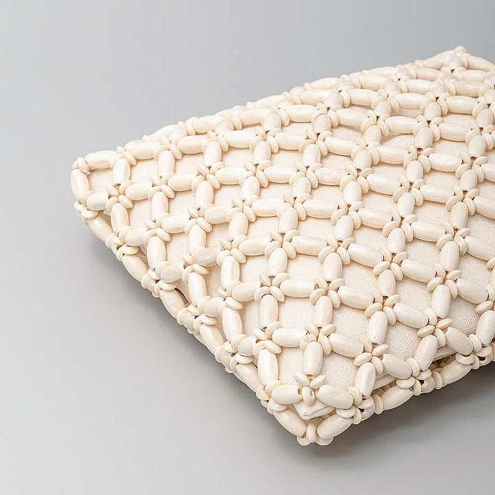 Buddha Stones Hand-woven Lozenge Wooden Beads Handbag - image 15