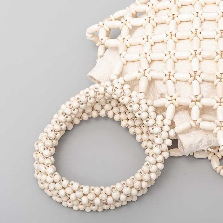 Buddha Stones Hand-woven Lozenge Wooden Beads Handbag - image 13