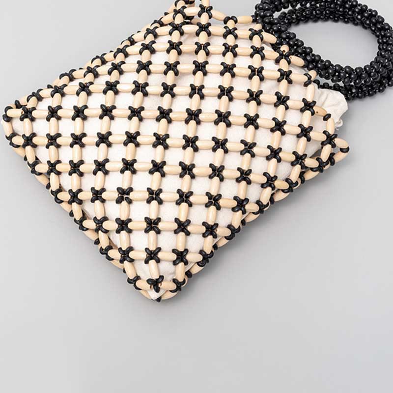 Buddha Stones Hand-woven Lozenge Wooden Beads Handbag - image 2