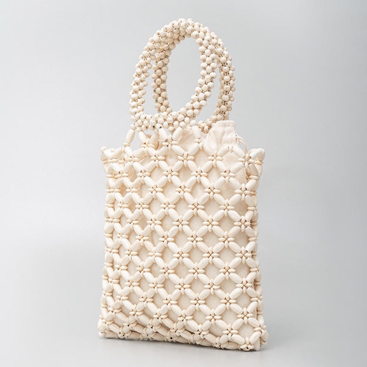 Buddha Stones Hand-woven Lozenge Wooden Beads Handbag - image 12