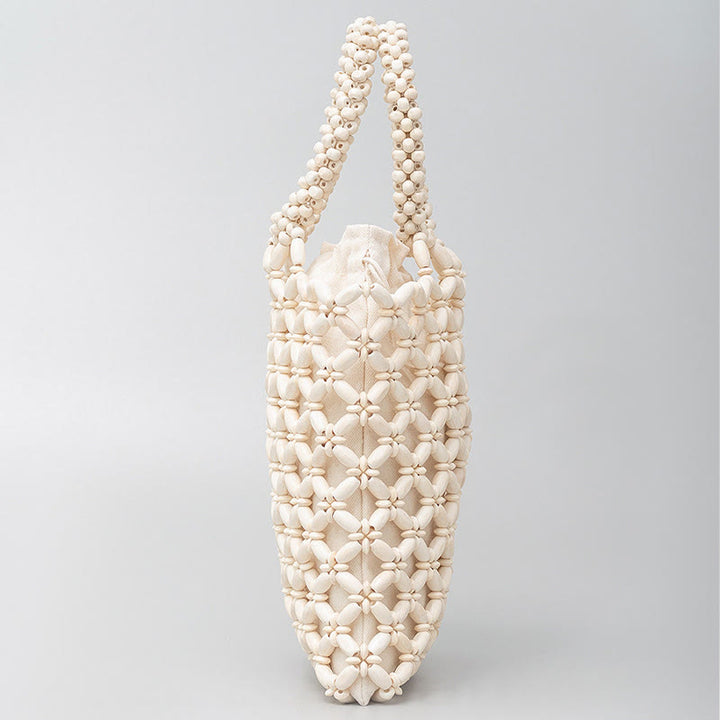 Buddha Stones Hand-woven Lozenge Wooden Beads Handbag - image 11