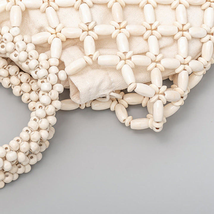 Buddha Stones Hand-woven Lozenge Wooden Beads Handbag - image 14