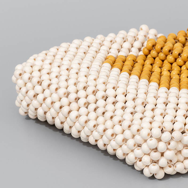 Buddha Stones Hand-woven Wooden Beads Square Tote Handbag - image 4