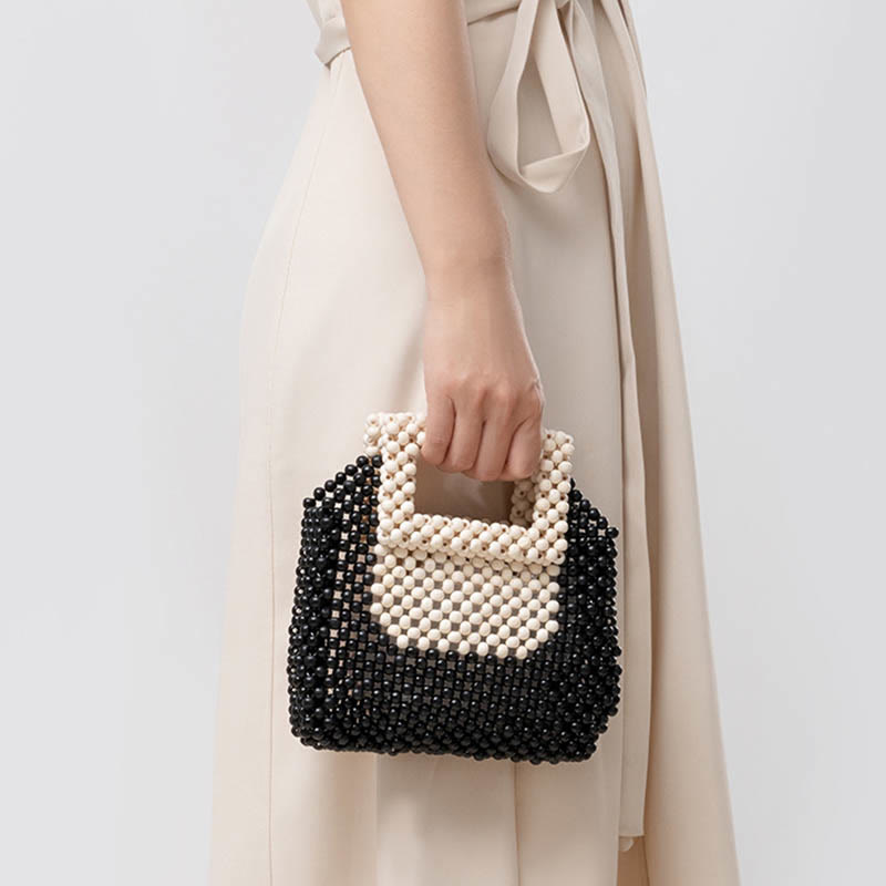 Buddha Stones Hand-woven Wooden Beads Square Tote Handbag - image 12