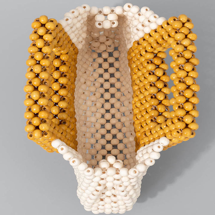 Buddha Stones Hand-woven Wooden Beads Square Tote Handbag - image 3