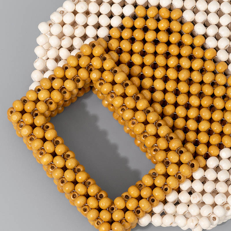 Buddha Stones Hand-woven Wooden Beads Square Tote Handbag - image 2