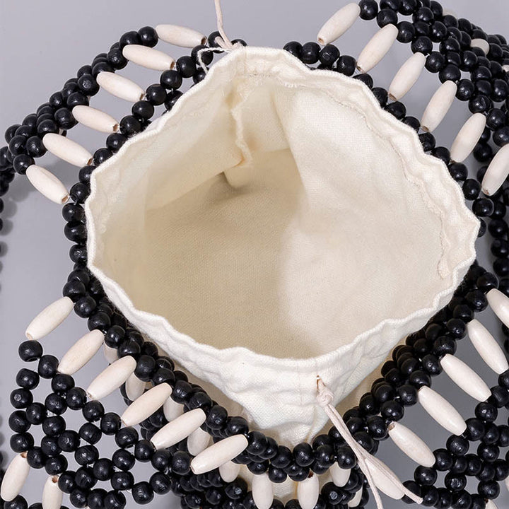 Buddha Stones Hand-woven Round Wooden Beads Shoulder Bag - image 6