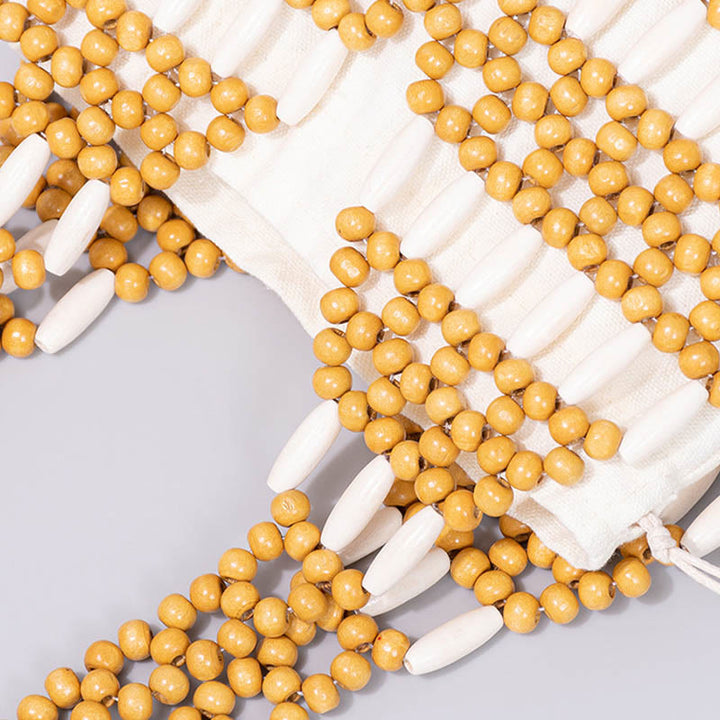 Buddha Stones Hand-woven Round Wooden Beads Shoulder Bag - image 4