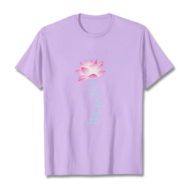 Buddha Stones BREATHE Lotus Tee T-shirt - Plum - 2XL - image 15