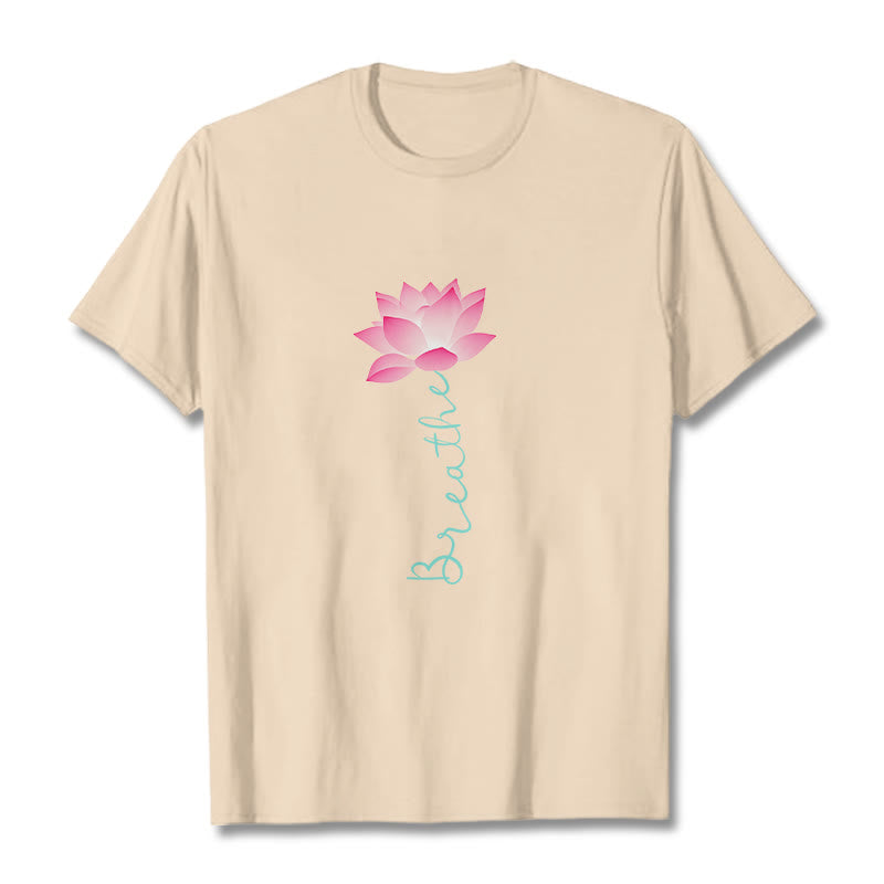 Buddha Stones BREATHE Lotus Tee T-shirt - Bisque - 2XL - image 7