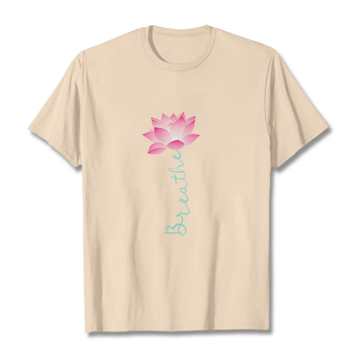 Buddha Stones BREATHE Lotus Tee T-shirt - Bisque - 2XL - image 7