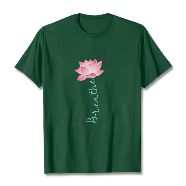 Buddha Stones BREATHE Lotus Tee T-shirt - ForestGreen - 2XL - image 9