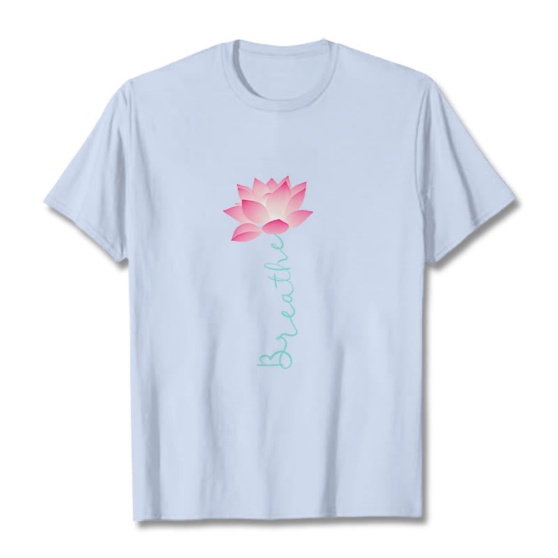 Buddha Stones BREATHE Lotus Tee T-shirt - LightCyan - 2XL - image 17