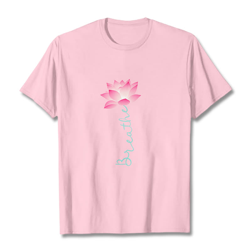 Buddha Stones BREATHE Lotus Tee T-shirt - LightPink - 2XL - image 11