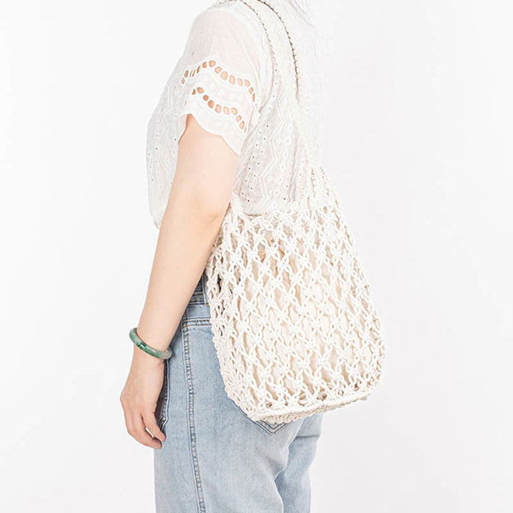 Buddha Stones Hand-woven Cotton Thread Shoulder Bag Handbags - image 17