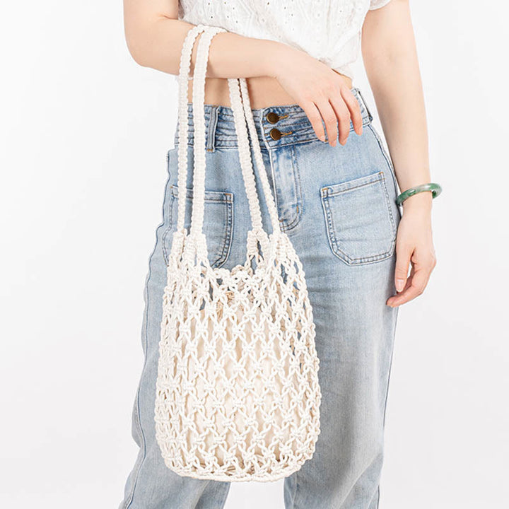 Buddha Stones Hand-woven Cotton Thread Shoulder Bag Handbags - image 16