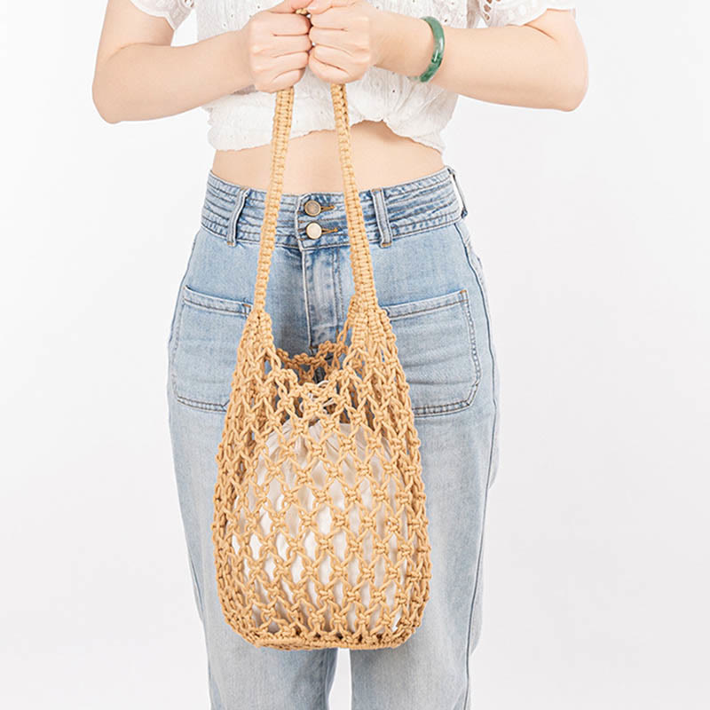 Buddha Stones Hand-woven Cotton Thread Shoulder Bag Handbags - image 5