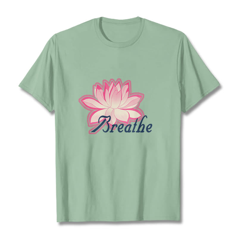 Buddha Stones BREATHE Lotus Flower Tee T-shirt - PaleGreen - 2XL - image 13