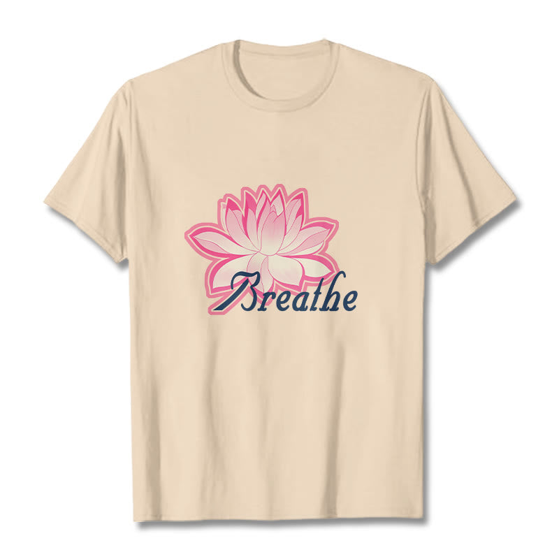 Buddha Stones BREATHE Lotus Flower Tee T-shirt - Bisque - 2XL - image 7