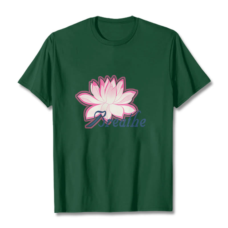 Buddha Stones BREATHE Lotus Flower Tee T-shirt - ForestGreen - 2XL - image 9