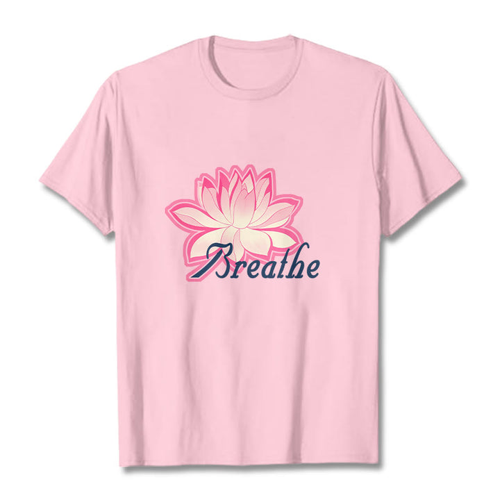 Buddha Stones BREATHE Lotus Flower Tee T-shirt - LightPink - 2XL - image 11