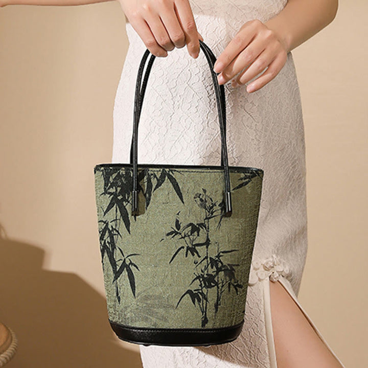 Buddha Stones Green Bamboo Print Vintage Crossbody Bag Handbag - image 3