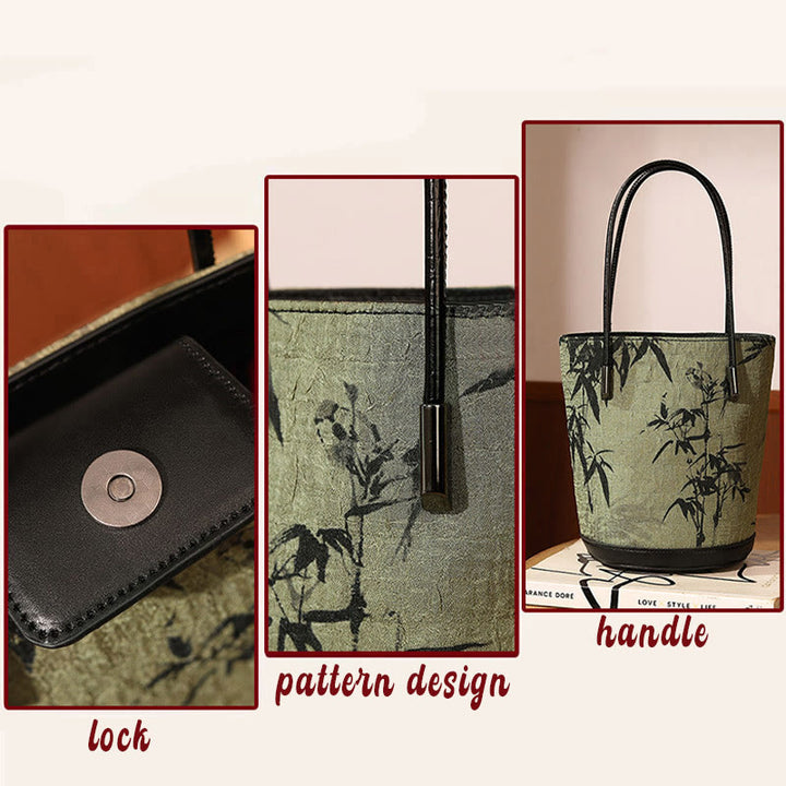 Buddha Stones Green Bamboo Print Vintage Crossbody Bag Handbag - image 7