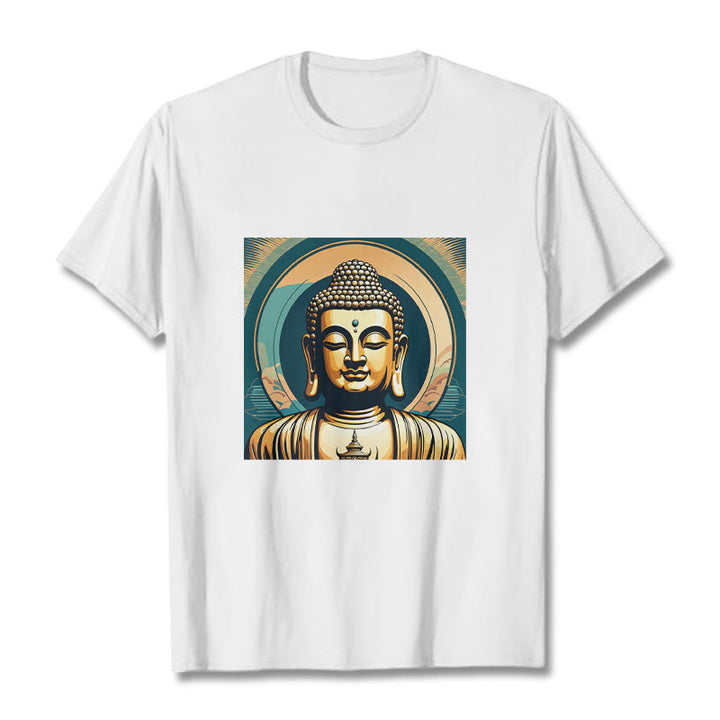 Buddha Stones Aura Golden Buddha Tee T-shirt - White - 2XL - image 4