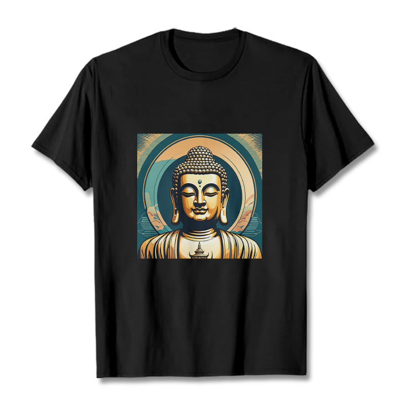 Buddha Stones Aura Golden Buddha Tee T-shirt - Black - 2XL - image 0