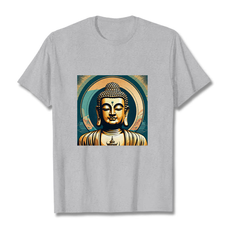 Buddha Stones Aura Golden Buddha Tee T-shirt - LightGrey - 2XL - image 18