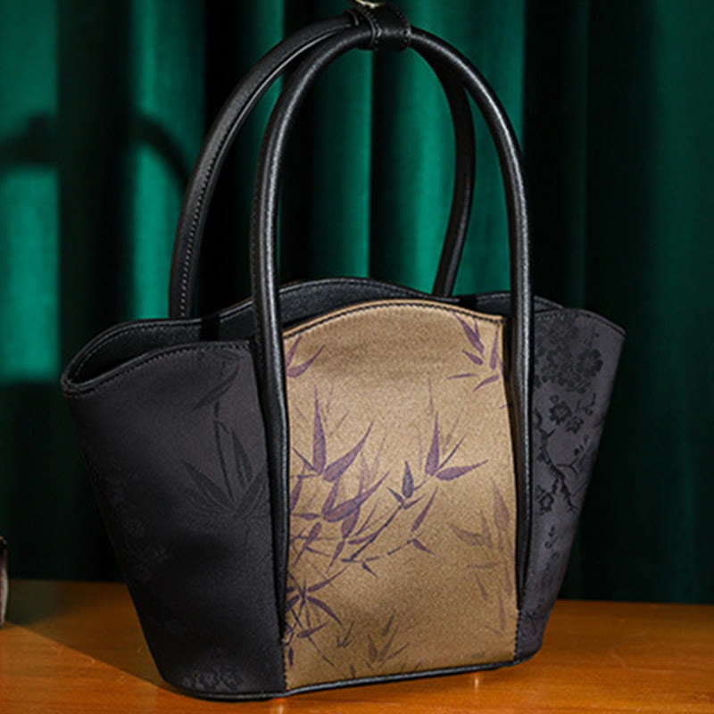 Buddha Stones Gold Bamboo Print Vintage Crossbody Bag Handbag - image 2