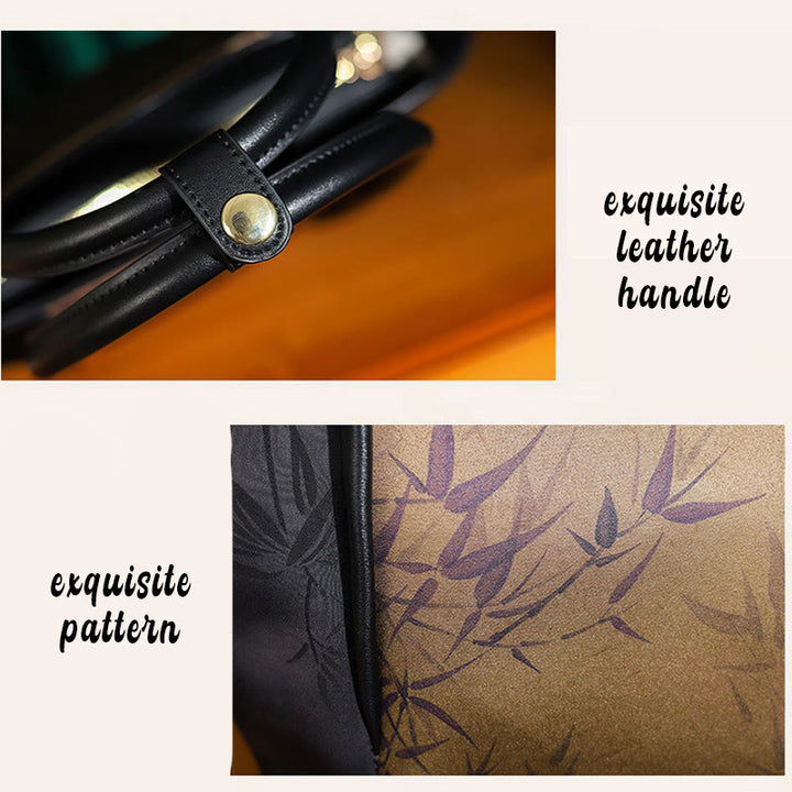 Buddha Stones Gold Bamboo Print Vintage Crossbody Bag Handbag - image 8