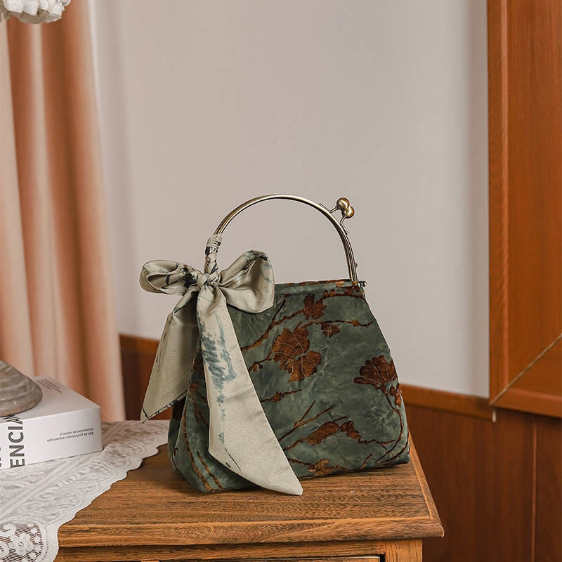 Buddha Stones Velvet Jacquard Metal Chain Crossbody Bag Handbags - image 1