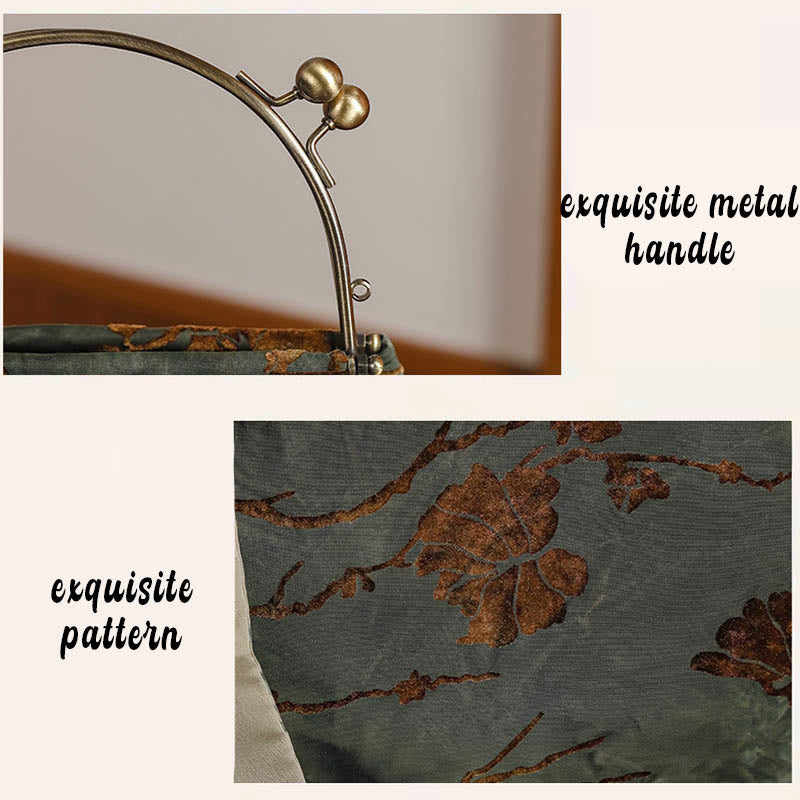 Buddha Stones Velvet Jacquard Metal Chain Crossbody Bag Handbags - image 4