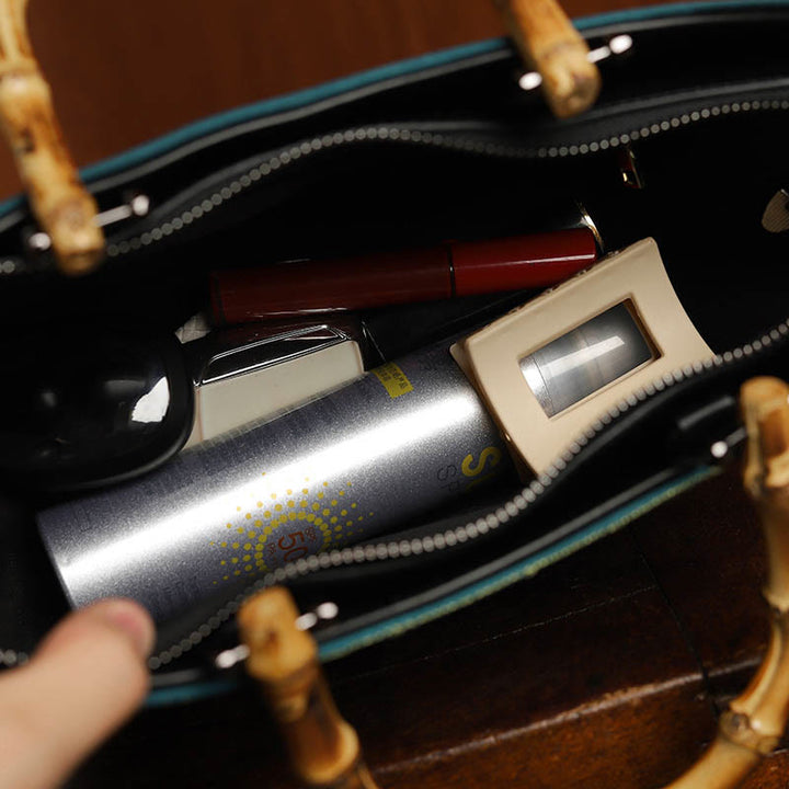 Buddha Stones Lotus Embroidery Bamboo Handle Handbag  - image 4