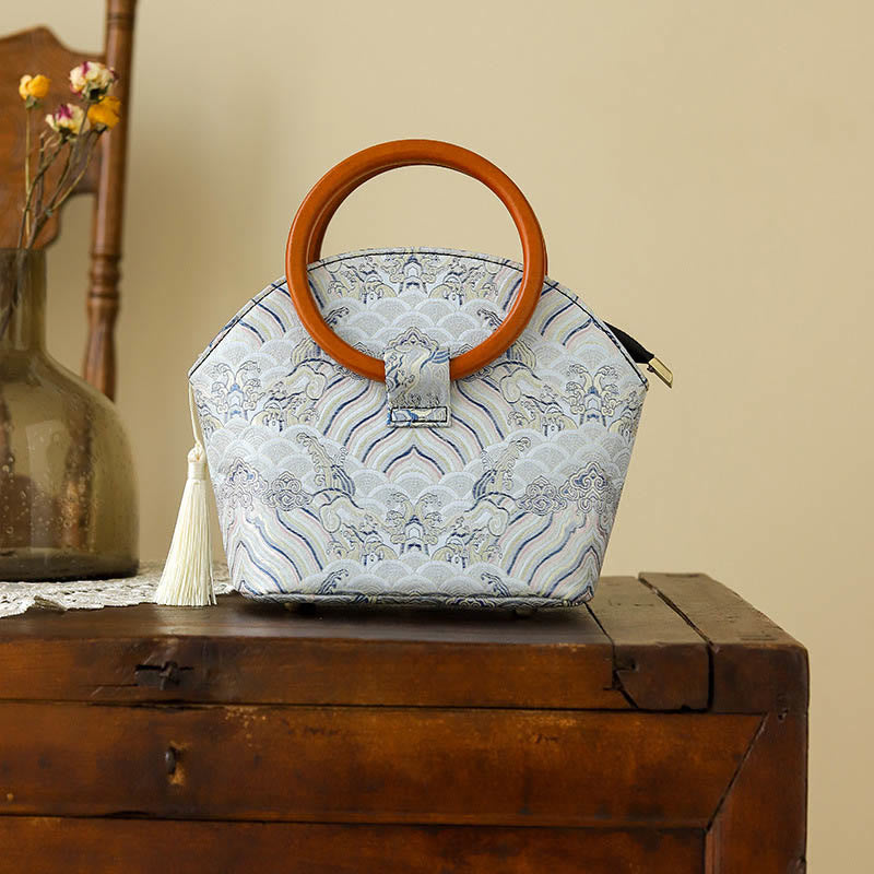Buddha Stones Auspicious Clouds Shell Print Handbag - Auspicious Clouds 26*10*21cm - image 0