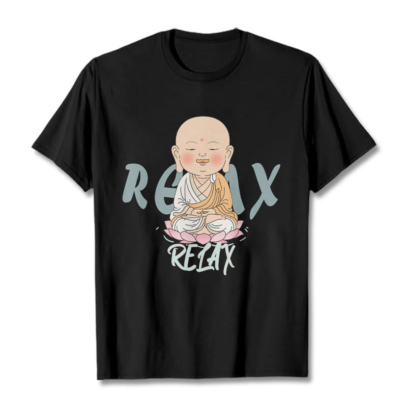 Buddha Stones RELAX Buddha Tee T-shirt - Black - RELAX Background - 2XL - image 0