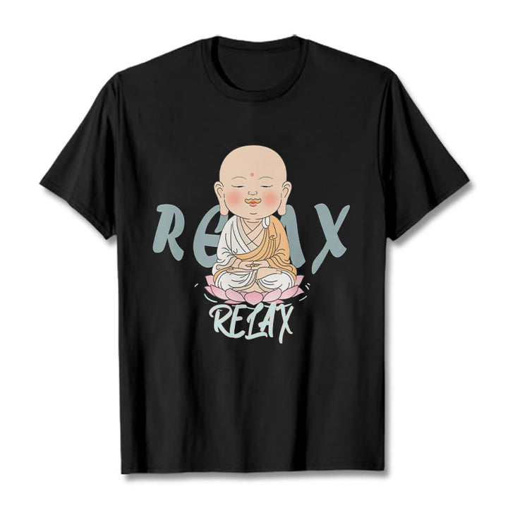Buddha Stones RELAX Buddha Tee T-shirt - Black - RELAX Background - 2XL - image 0