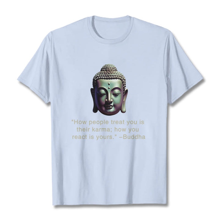 Buddha Stones How People Treat You Is Their Karma Buddha Tee T-shirt - LightCyan - 2XL - image 7