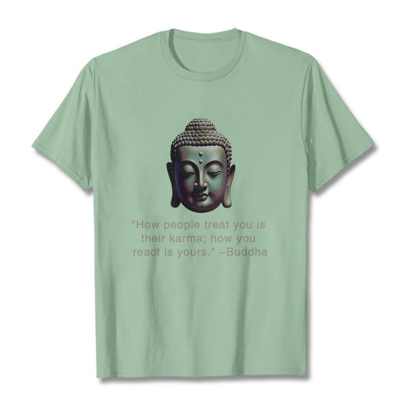 Buddha Stones How People Treat You Is Their Karma Buddha Tee T-shirt - PaleGreen - 2XL - image 14