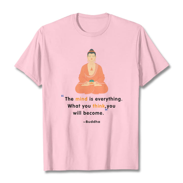 Buddha Stones The Mind Is Everything Meditation Buddha Tee T-shirt - LightPink - 2XL - image 3