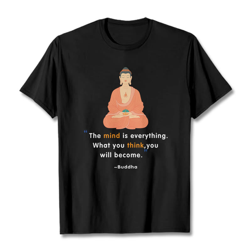 Buddha Stones The Mind Is Everything Meditation Buddha Tee T-shirt - Black - 2XL - image 5