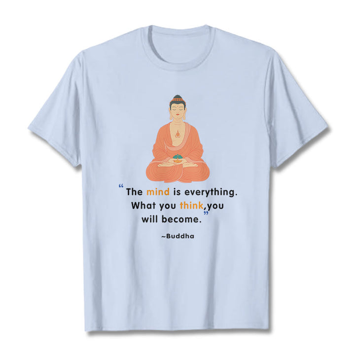 Buddha Stones The Mind Is Everything Meditation Buddha Tee T-shirt - LightCyan - 2XL - image 9
