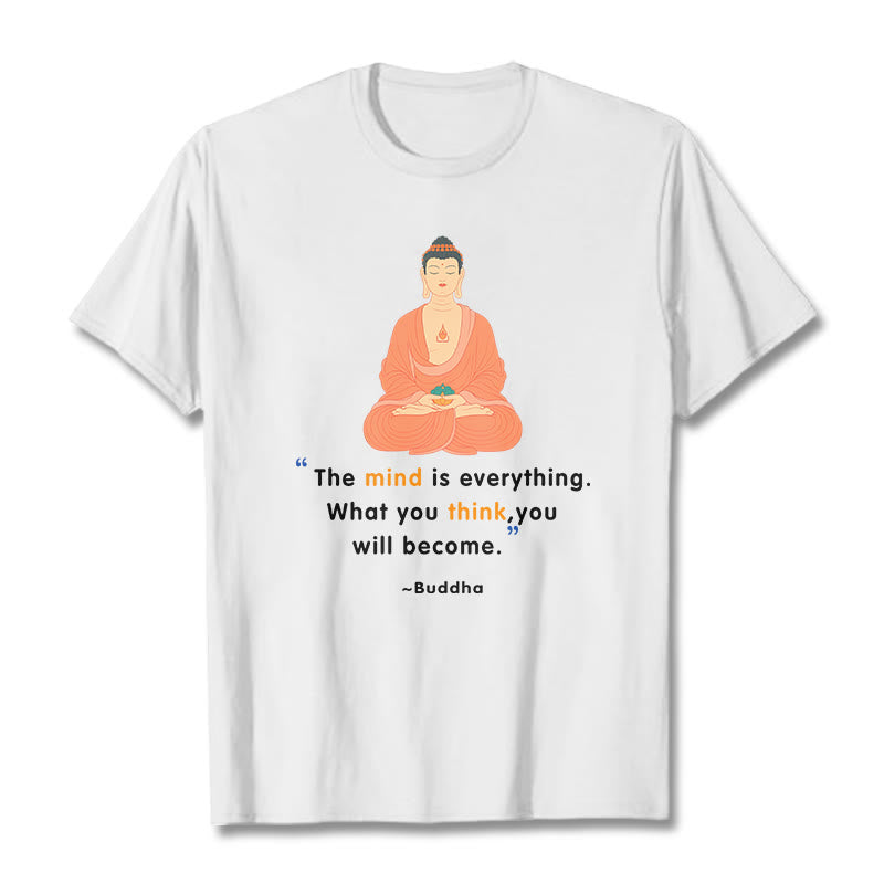 Buddha Stones The Mind Is Everything Meditation Buddha Tee T-shirt - White - 2XL - image 0